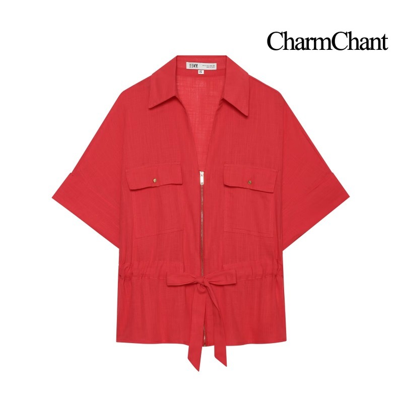 CHARMCHANT Women's Solid Linen - Short Linen Drawstring 评论和价格