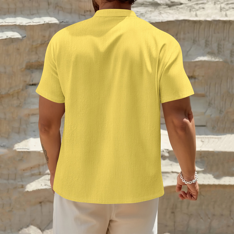 Men's Cotton Linen Henley Shir - Linen Shirt Breathable 评论和价格