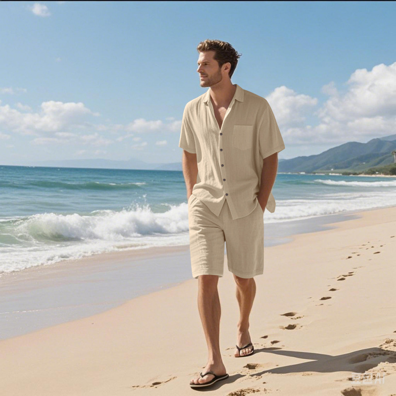 Men Linen Blend Camp Collar Sh - Linen Shirt Breathable 评论和价格