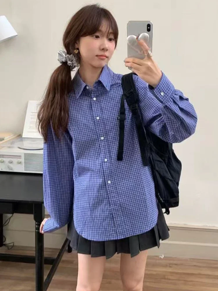 Vintage Blue Plaid Shirts for  - Shirt Camp Collar 评论和价格