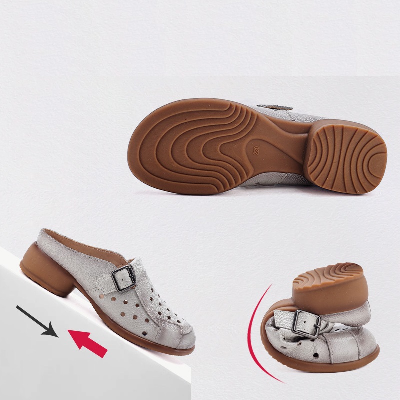 New Cow Leather Low Heel Sanda - Casual Sandal Leather 评论和价格