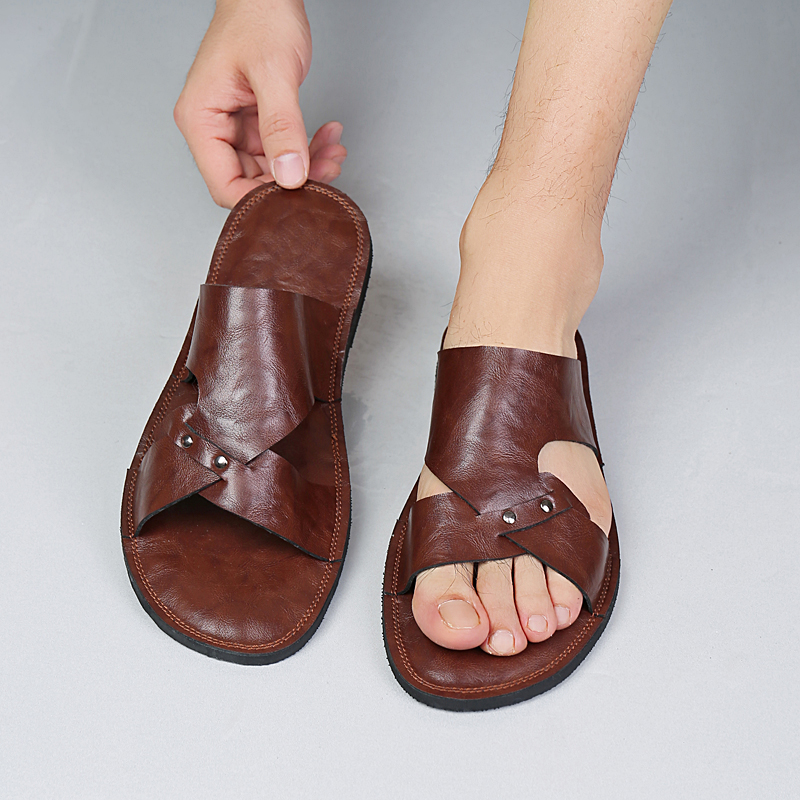 Handmade Leather Slippers Men  - Flip Flop Leather Men 评论和价格