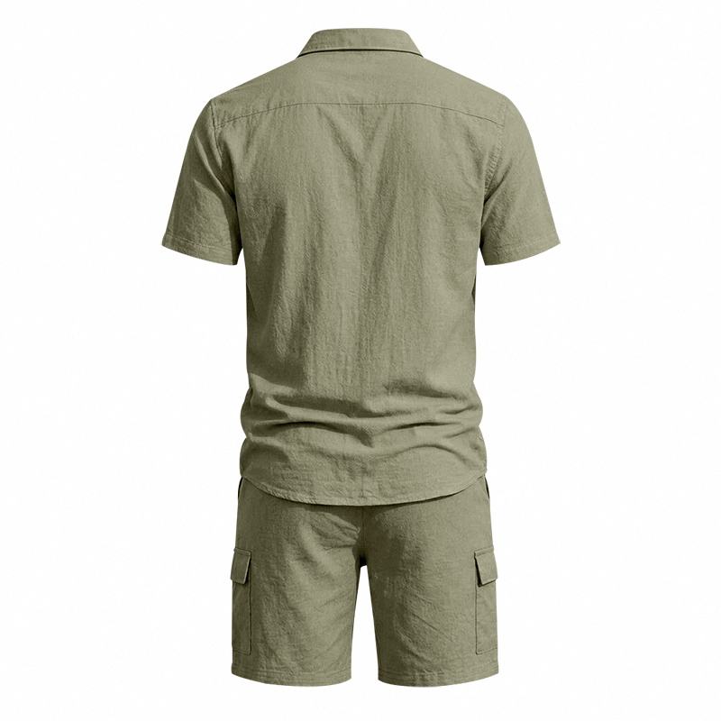 Men Summer American Linen Two  - Linen Shirt Breathable 评论和价格
